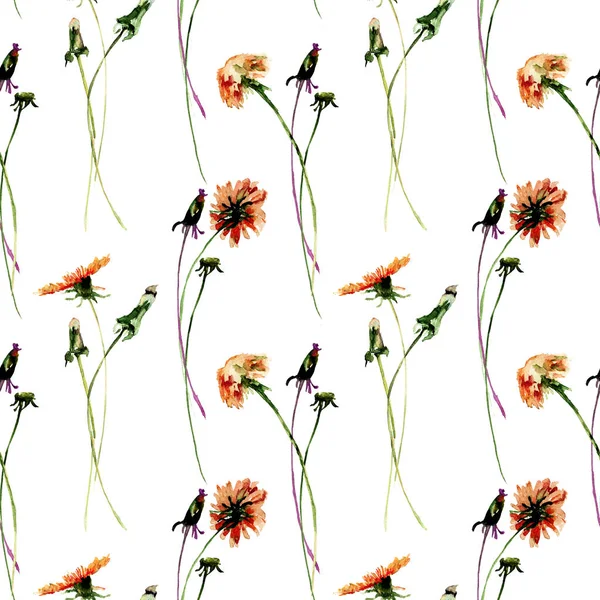 Wzór Kwiatów Mniszka Lekarskiego Akwarela Pozdrowienie — Zdjęcie stockowe