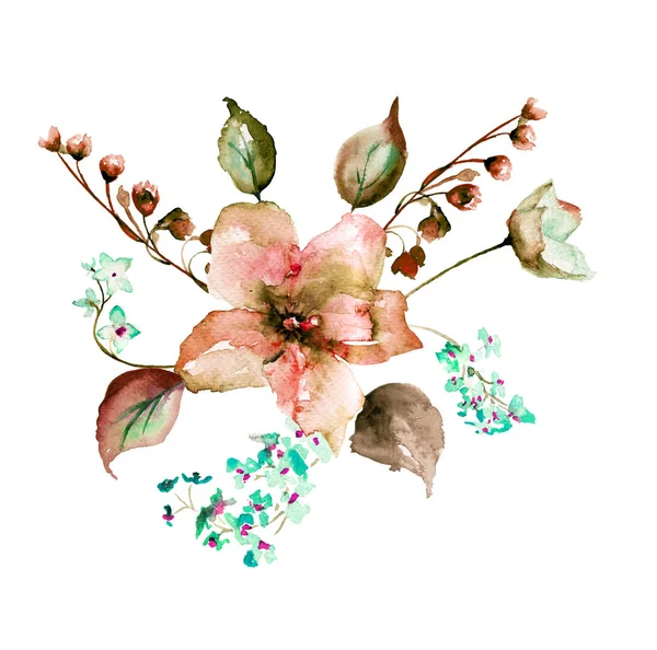 Papier Peint Sans Couture Avec Des Fleurs Illustration Aquarelle — Photo