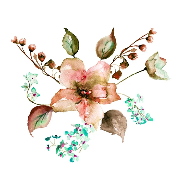 Seamless wallpaper with flowers, watercolor illustratio