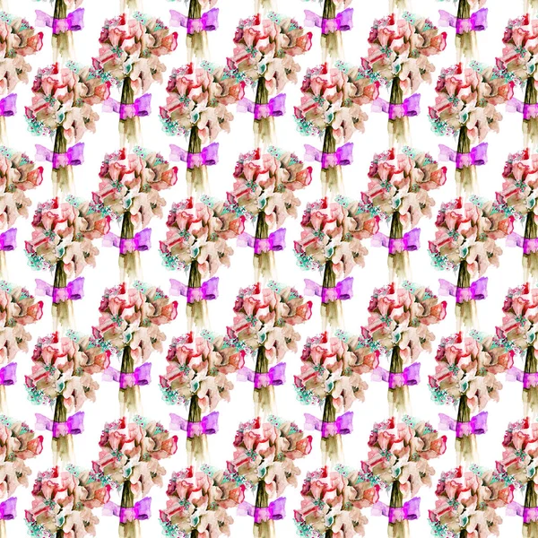 Nahtloses Muster Mit Einem Strauß Narzissenblüten Aquarellmalerei — Stockfoto
