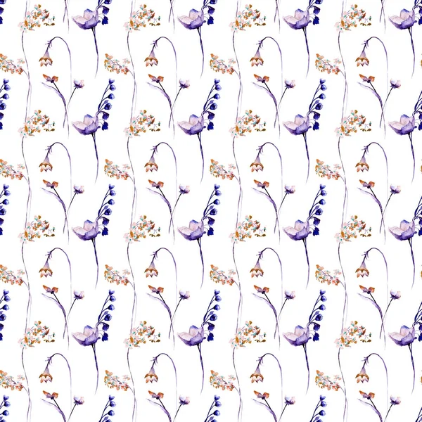 Seamless pattern with Stylized wild flowers — Stock Photo, Image