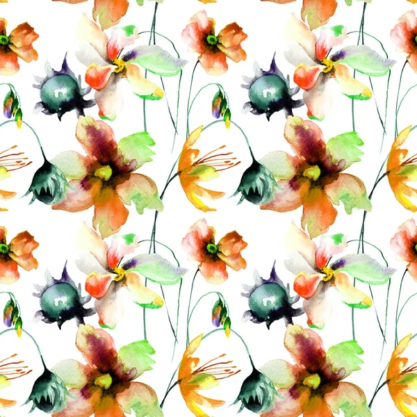 Seamless pattern with Original flowers — Stock Photo, Image