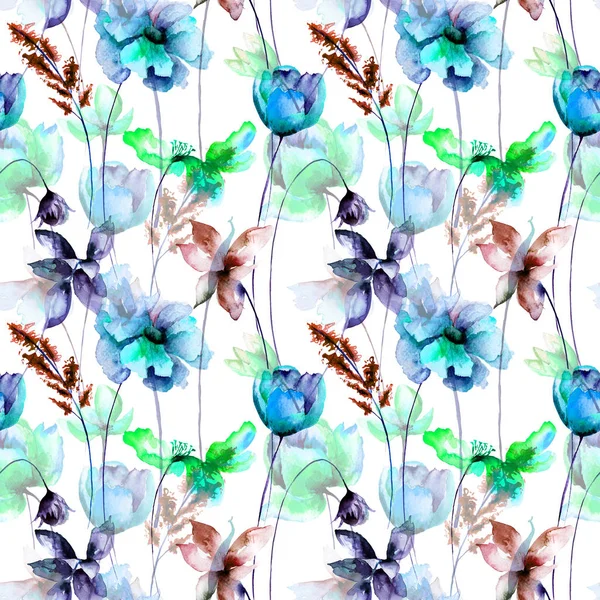 Naadloze patroon met zomerbloemen — Stockfoto