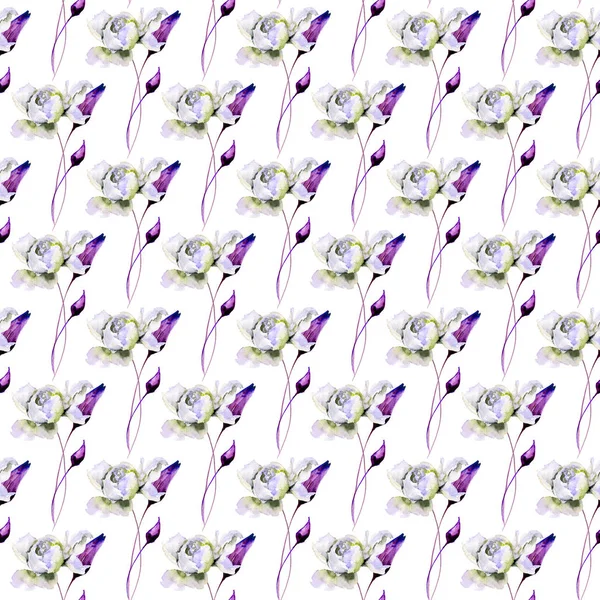 Nahtloses Muster mit weißen Pfingstrosenblüten — Stockfoto