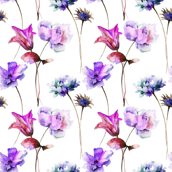 Bezešvé vzory se stylizovanými květy — Stock fotografie