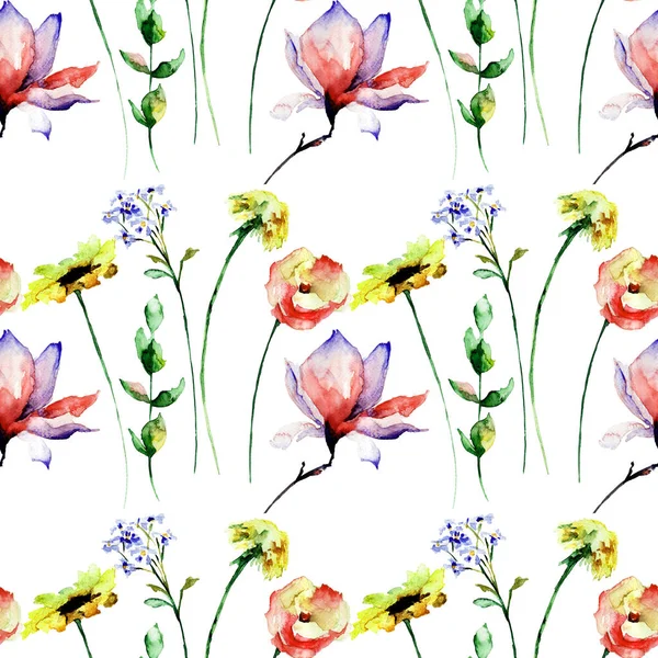 春の花とシームレスなパターン — ストック写真