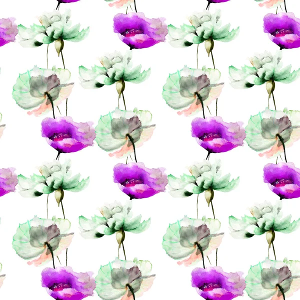 Padrão sem costura com flores de tulipas e peônia — Fotografia de Stock