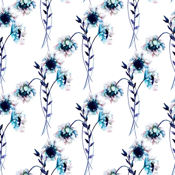 Seamless wallpaper with White Gerber flowers