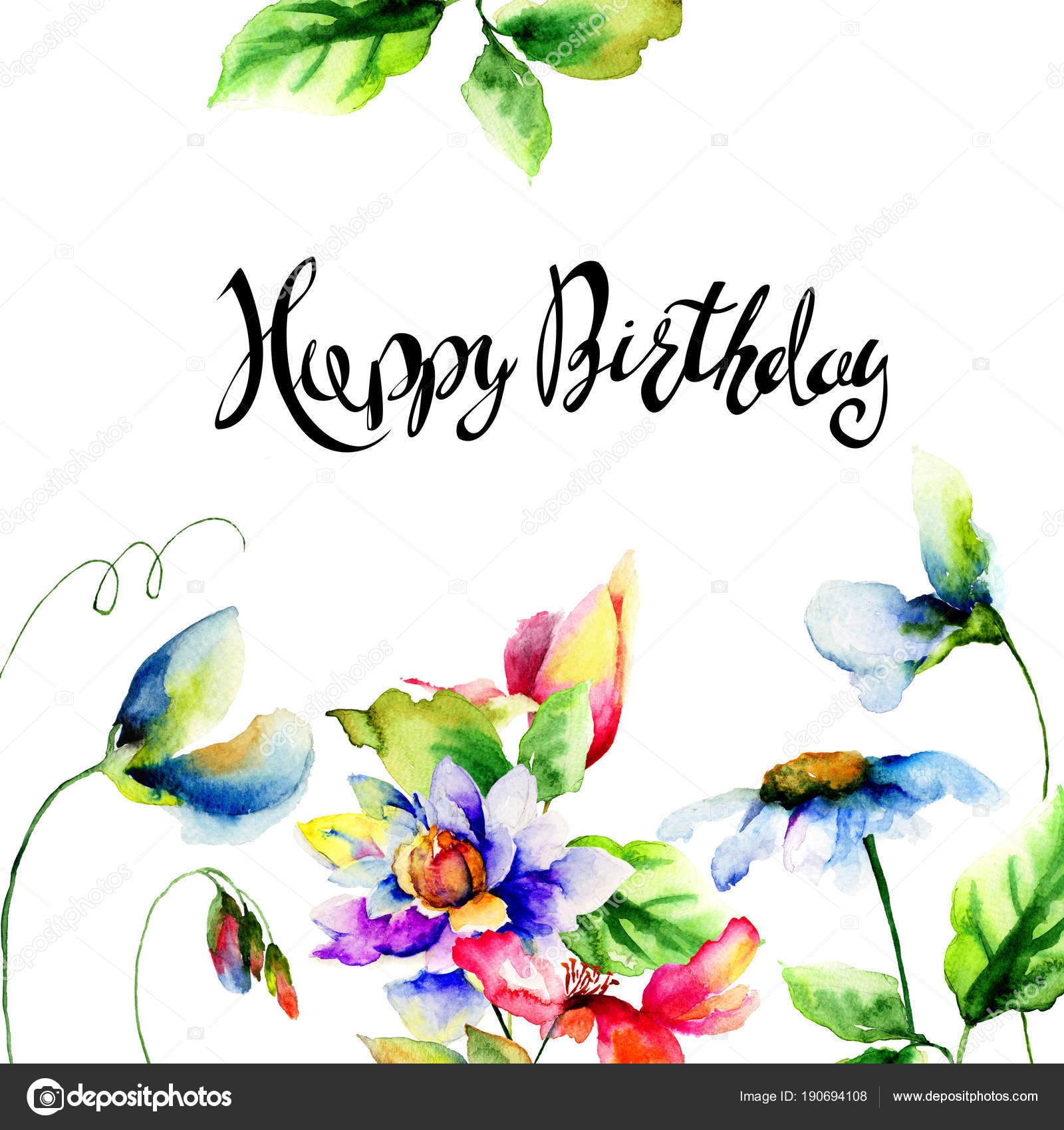 Floral Template For Card With Title Happy Birthday Stock Photo C Jershova Floral Template For Card With Title Happy Birthday Stock Photo C Jershova