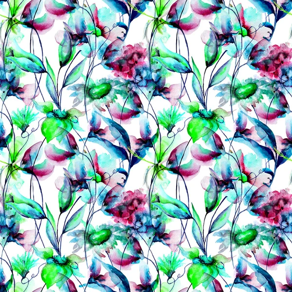 Bezszwowe tapeta z stylizowane kwiaty — Zdjęcie stockowe