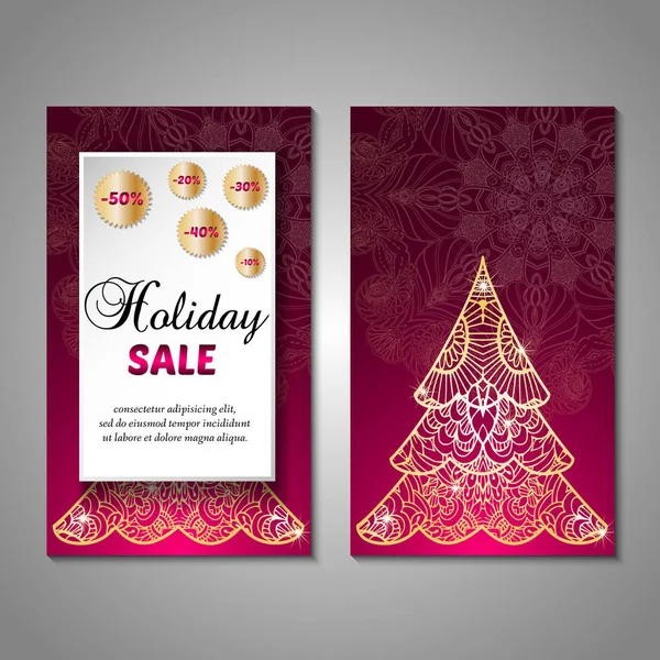 Flyer de Noël, vente, modèle de carte . — Image vectorielle