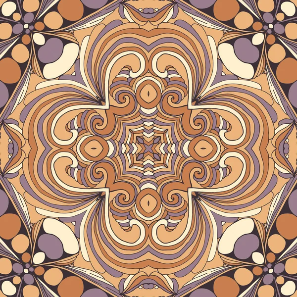 Modèle ethnique à fleurs marron — Image vectorielle