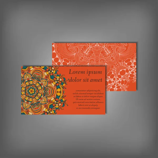 Pomarańczowy eleganckie karty z ornamentem — Wektor stockowy