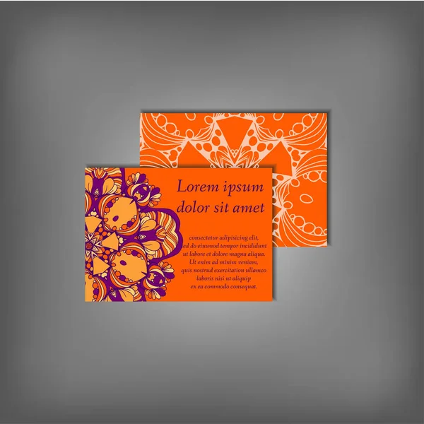 Pomarańczowy eleganckie karty z ornamentem — Wektor stockowy