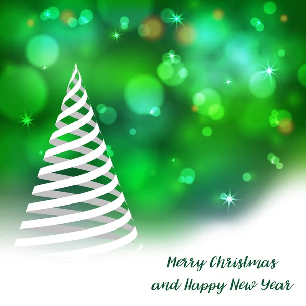 Vector Estilizado Árbol Navidad Sobre Fondo Decorativo Bokeh Feliz Navidad — Vector de stock