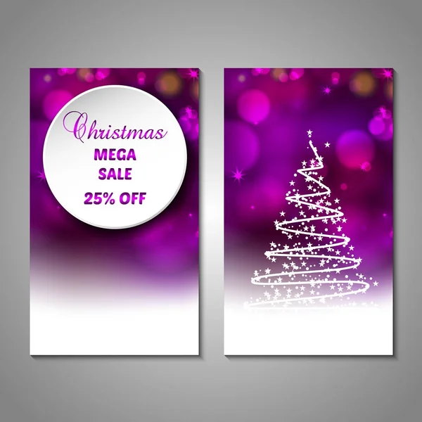 Set Von Stilisierten Weihnachtsbaum Einladung Flyer Verkauf Discont Karte Vorlage — Stockvektor