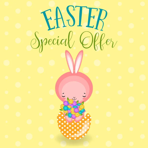 Üdvözlőlapok aranyos húsvéti nyuszi, húsvéti tojás — Stock Vector