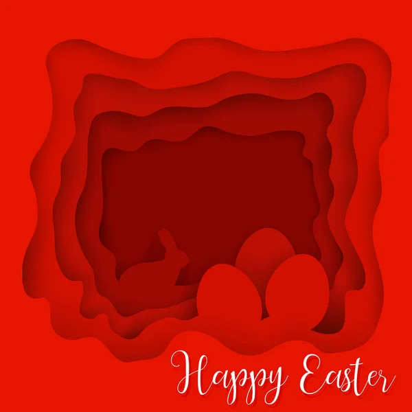 Happy Easter greeting card paper art style. — Stock Vector