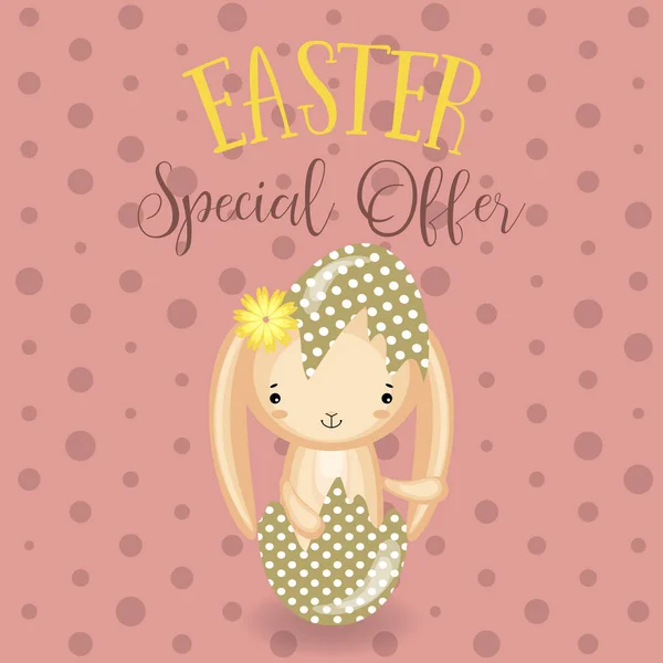 Conjunto de lindo conejito de Pascua. Huevos y flores de Pascua — Archivo Imágenes Vectoriales