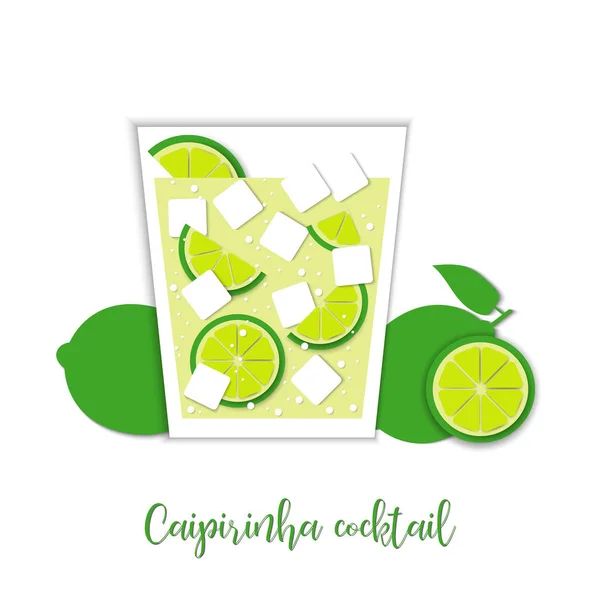 Cóctel de Caipirinha. Estilo de arte de papel . — Vector de stock