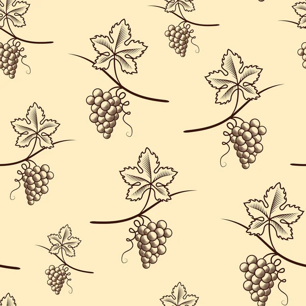 Seamless Pattern of Grape.Vintage Vector. — Stock Vector