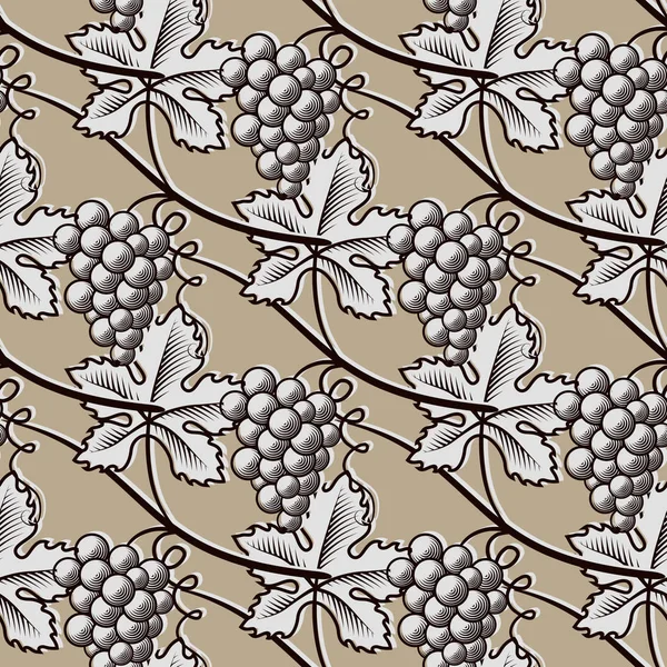 Seamless Pattern of Grape.Vintage Vector. — Stock Vector