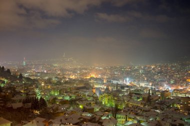 Kış gece panoramik şehir ufka 