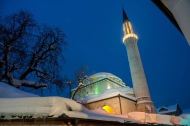 Eski geleneksel şehir Saraybosna Bosna kışın