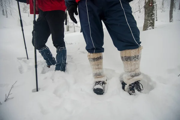 Trekking Aventura Montaña Durante Nieve Invierno — Foto de Stock