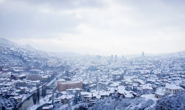 Visa Till Staden Vintern Panoramautsikt — Stockfoto