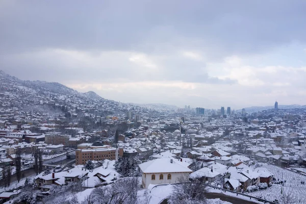 Vista Para Cidade Inverno Vista Panorâmica — Fotografia de Stock