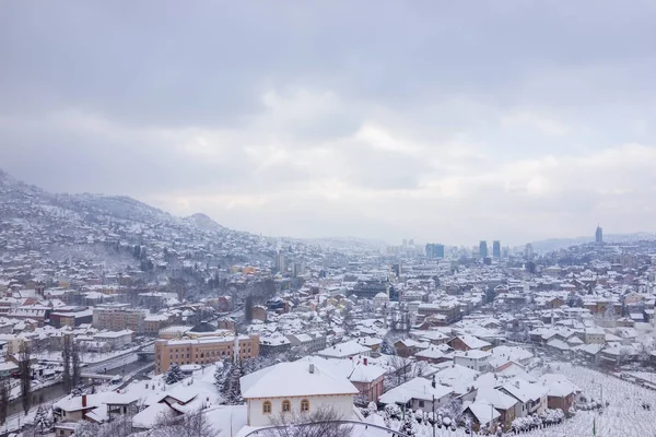 Vista Para Cidade Inverno Vista Panorâmica — Fotografia de Stock