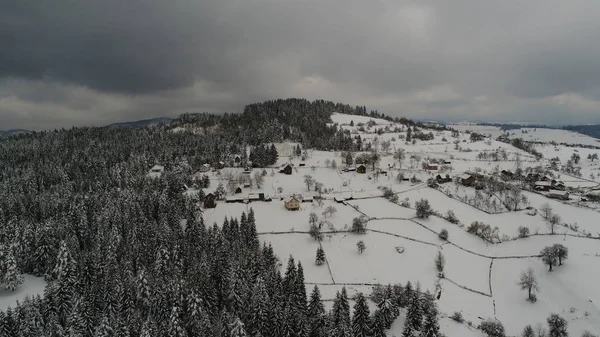 Aerial View Rural Winter Place — Stock Photo, Image