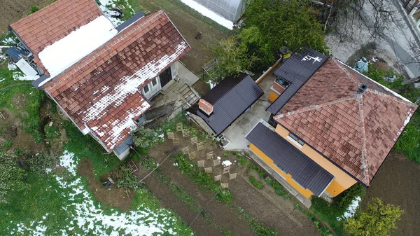 Ein Drohnenblick Auf Häuser Einer Nachbarschaft — Stockfoto
