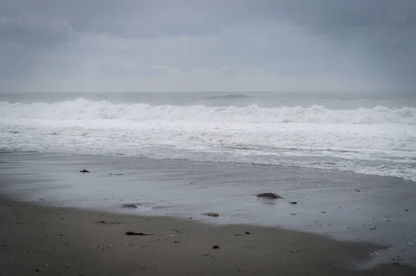 Зимний Морской Пляж Людей — стоковое фото