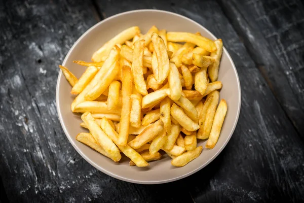 Fried Fresh Potato Wooden Background — Stock Photo, Image