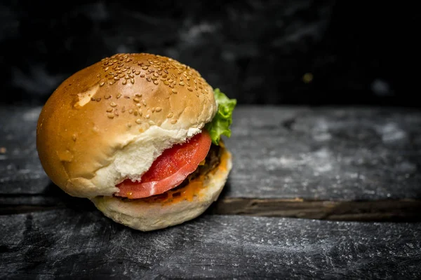 Finom Hamburger Készen Áll Nagy Élvezetre — Stock Fotó