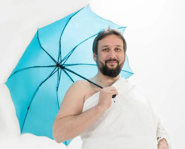 Hajj Zarándot Esernyővel — Stock Fotó