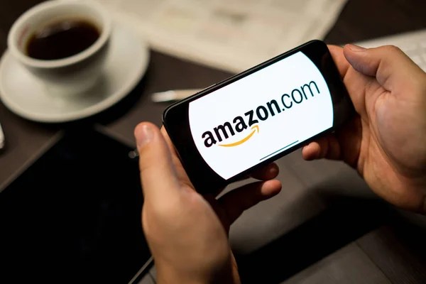 Νέα Υόρκη Νέα Υόρκη Usa 2019 Λογότυπο Του Amazon Στο — Φωτογραφία Αρχείου