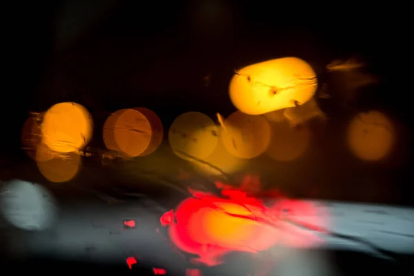 Stadsnacht Wazig Verkeerslichten — Stockfoto