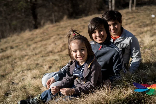 Boy Autumn Countryside Meadow — Stock Photo, Image