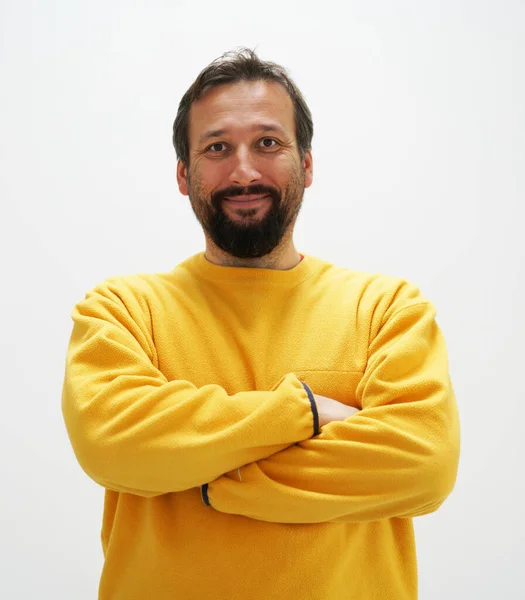 Portret Mężczyzny Żółtym Kolorze — Zdjęcie stockowe