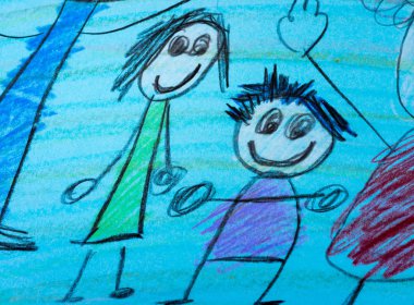 Mutlu çocuklar illüstrasyon kızı ve erkek