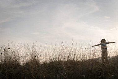 Çayırdaki küçük çocuk