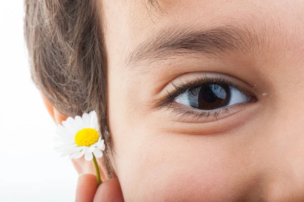 Jongen Met Een Bloem — Stockfoto