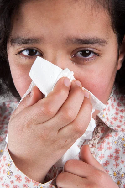 Doente Menina Perto — Fotografia de Stock