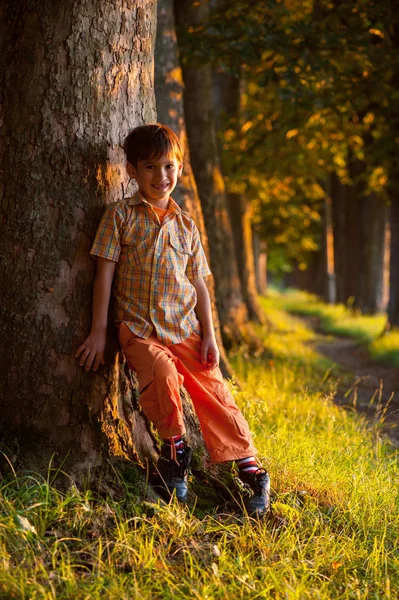 Šťastný Chlapec Těší Výlet — Stock fotografie