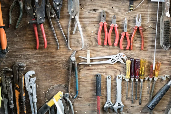 Muur Werkplaats Met Professioneel Gereedschap — Stockfoto