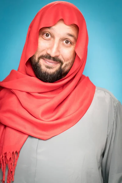 Vuxen Muselman Man Med Scarf Huvud — Stockfoto