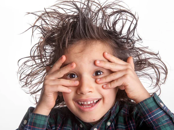 Joven Chico Hace Expresiones Faciales —  Fotos de Stock